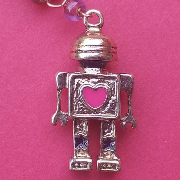 HANDMADE Beaded 'Electric Love' Robot Necklace - Plantasma Floria - Picture 3 of 6